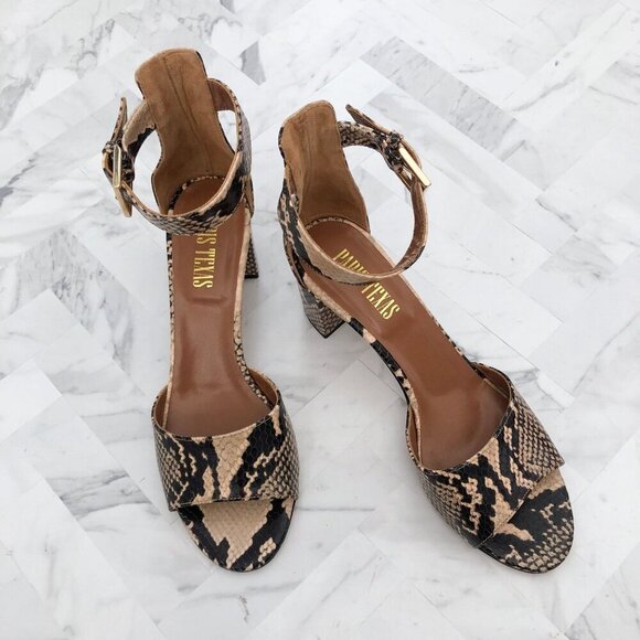 NWT PARIS TEXAS Embossed Snake Print Heeled Sandal Size EU=37.5/ US= 7.5 - Picture 5 of 11